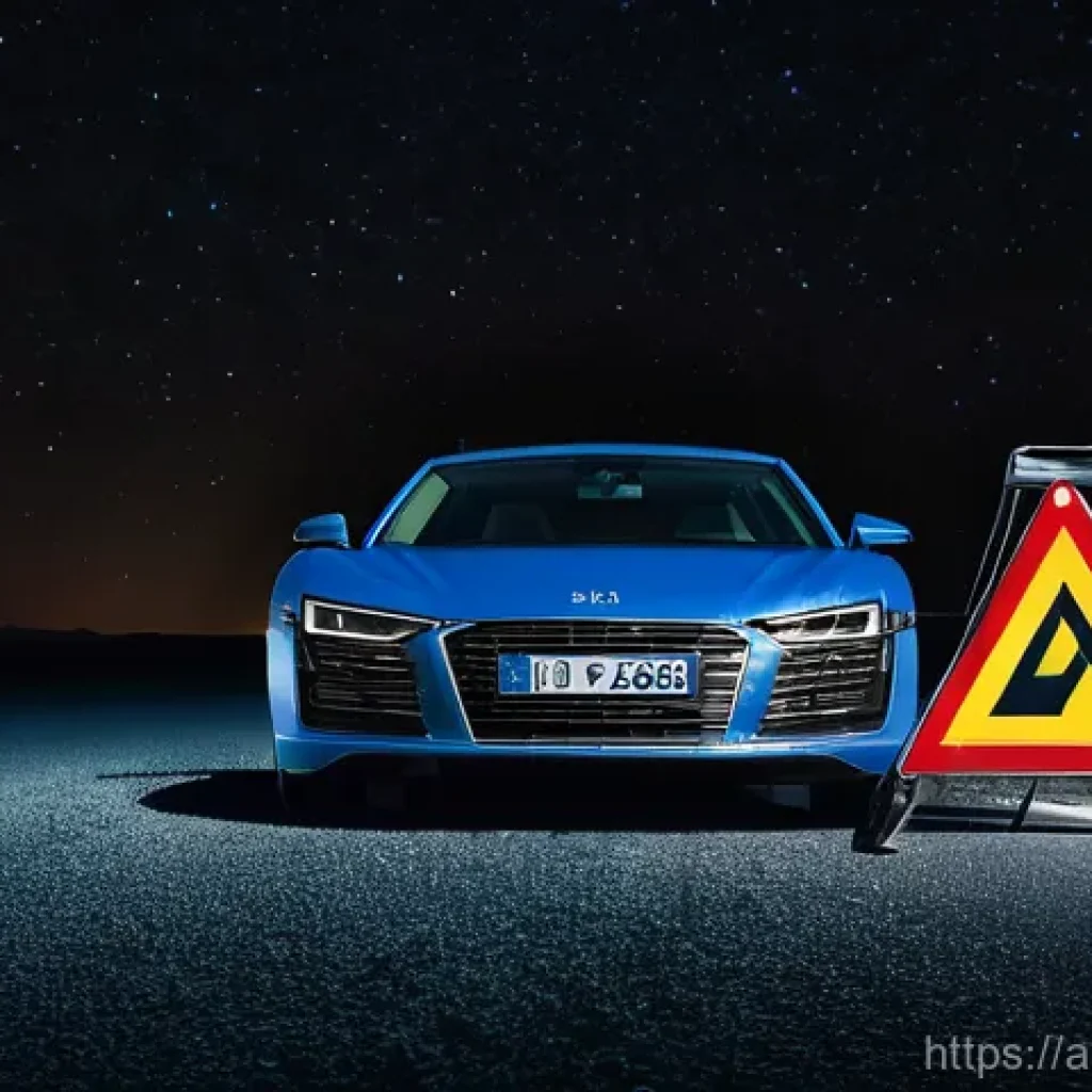 도로교통사 필수 실습 항목 - **Prompt 1: Emergency Roadside Preparedness at Night**
    "A realistic and cinematic image of an ad...