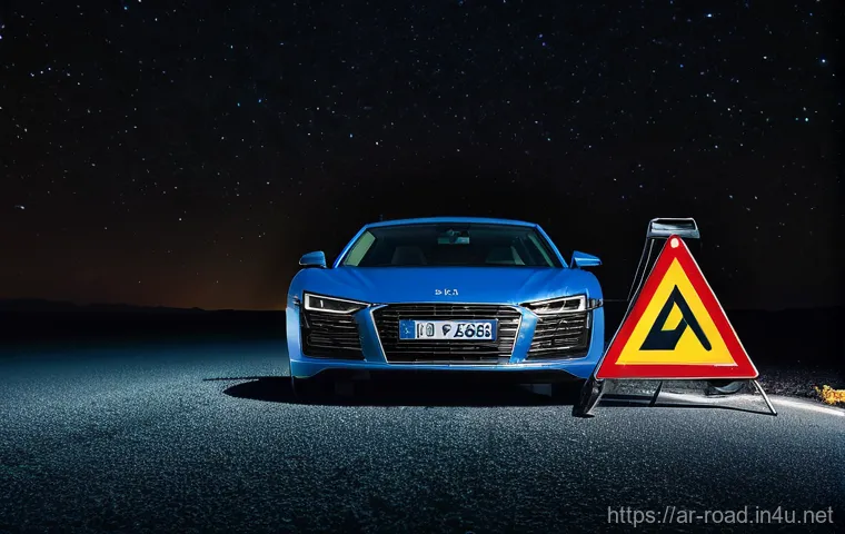 도로교통사 필수 실습 항목 - **Prompt 1: Emergency Roadside Preparedness at Night**
    "A realistic and cinematic image of an ad...