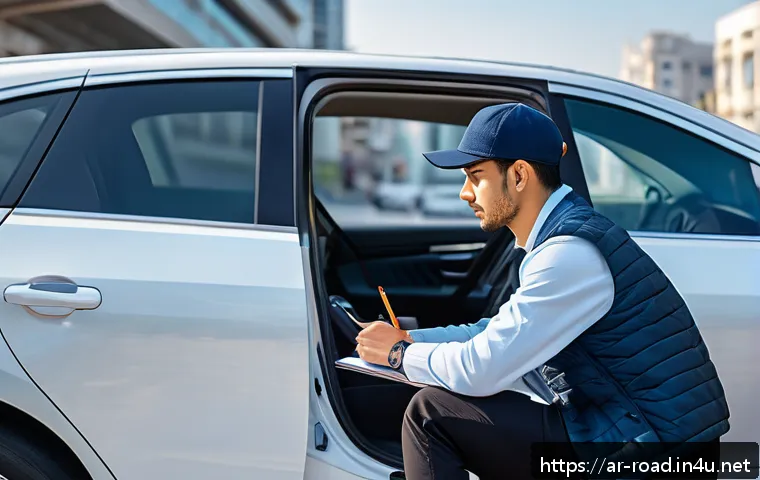 도로교통사 실기시험 필수 장비 - A young Arab man preparing for his driving test in a modern Korean city setting, wearing comfortable...